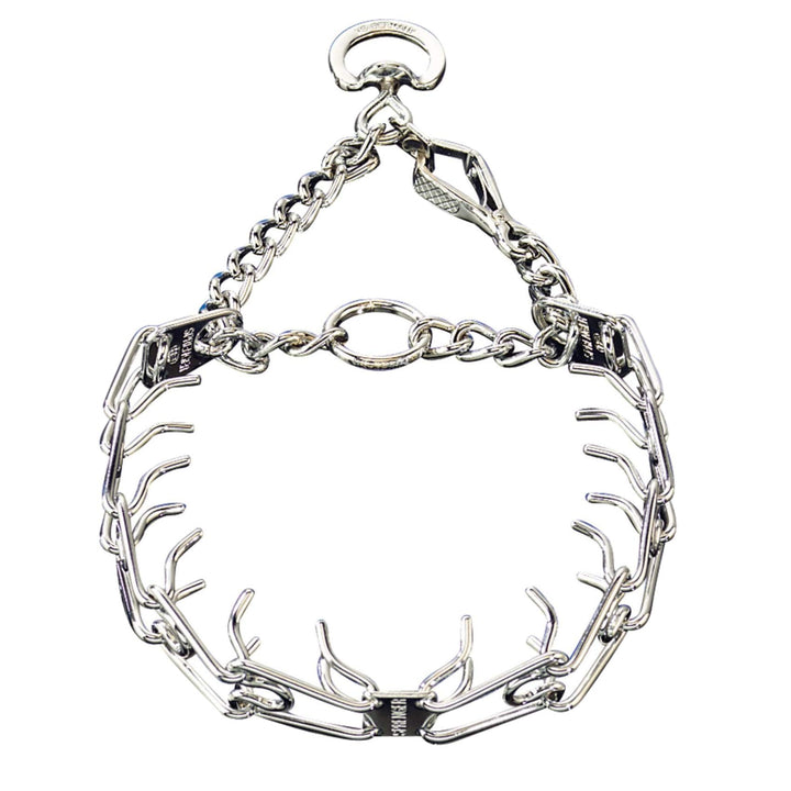 Herm Sprenger prong collar close-up with 2.25 mm prongs for controlled training.