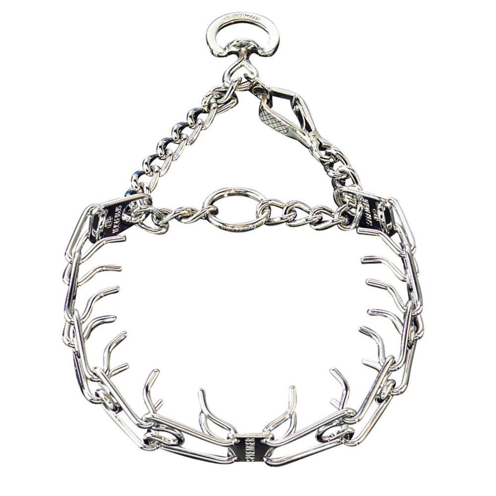 Herm Sprenger prong collar close-up with 2.25 mm prongs for controlled training.