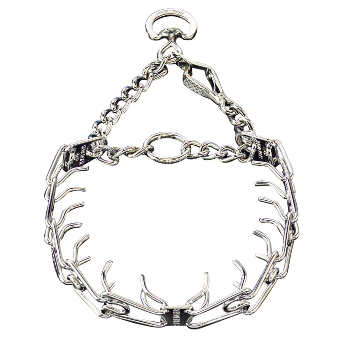 Herm Sprenger prong collar close-up with 2.25 mm prongs for controlled training.