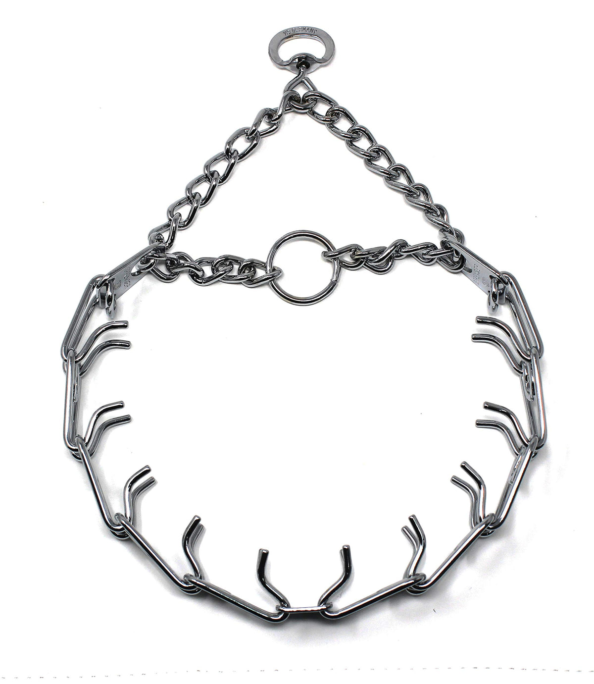 Herm Sprenger prong collar 22-inch design demonstrates even neck pressure
