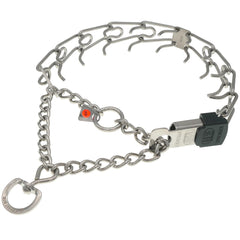 Herm Sprenger prong collar front view showing durable stainless steel construction for training