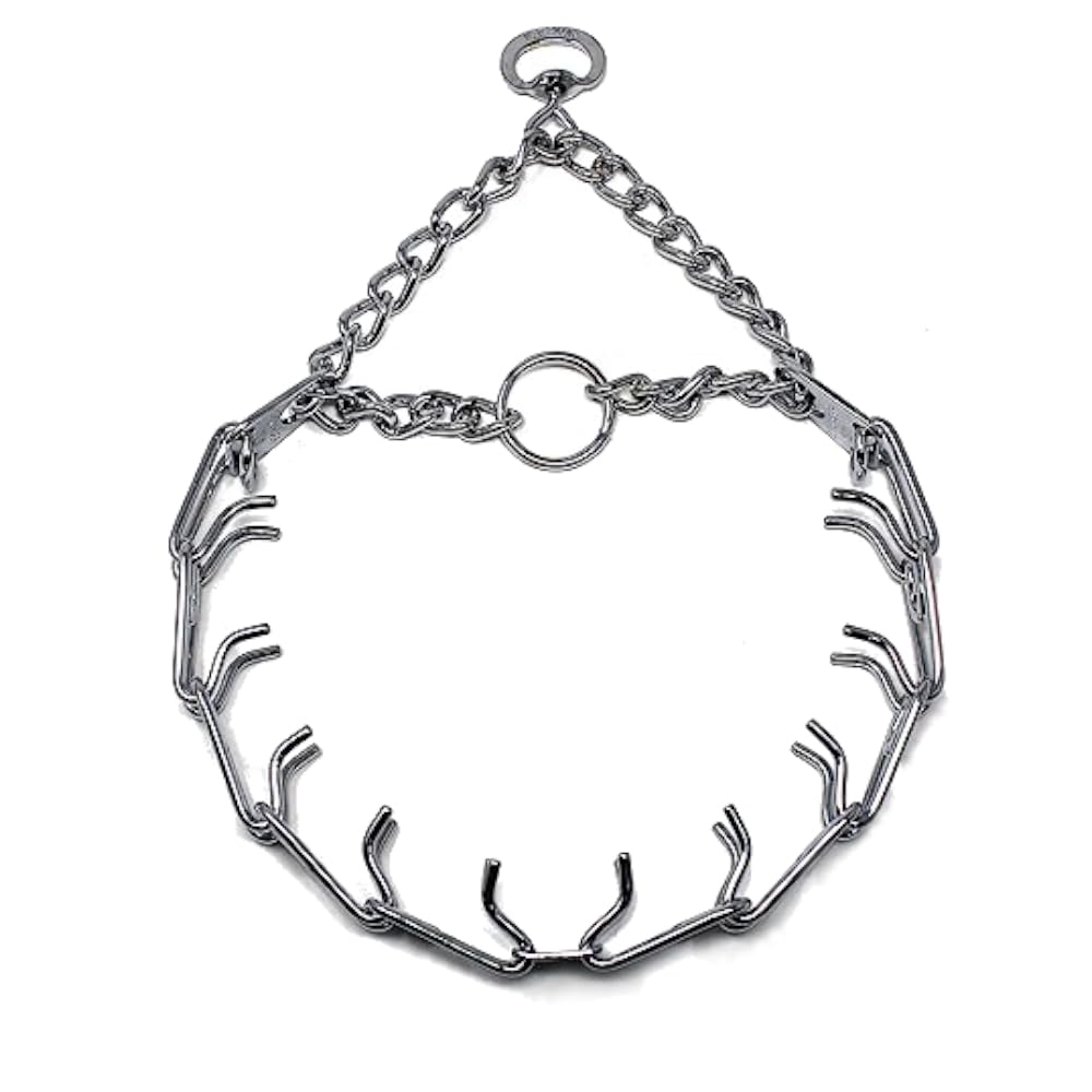 Herm Sprenger prong collar mid-3.2mm-23in showing even pressure distribution for training