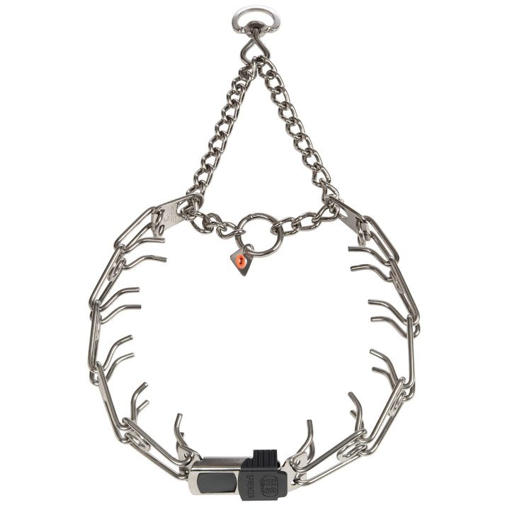 Herm Sprenger prong collar with quick-release ClicLock buckle for easy on/off during training.