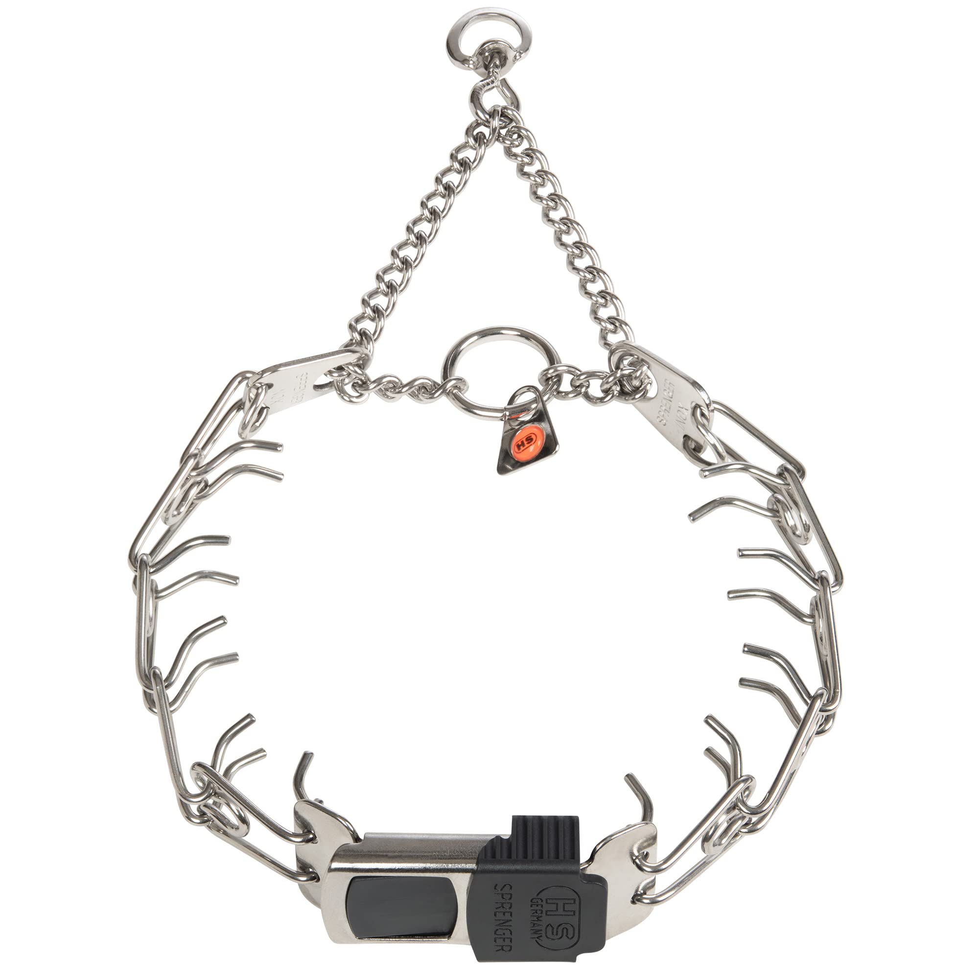 Herm Sprenger dog training prong collar with quick release buckle for easy on/off.