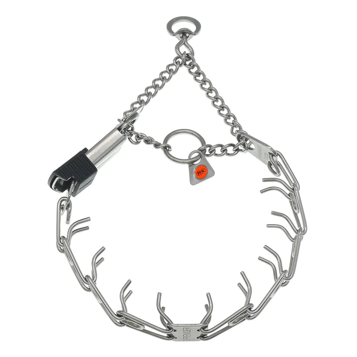 Herm Sprenger prong collar small dog neck fit for secure control.