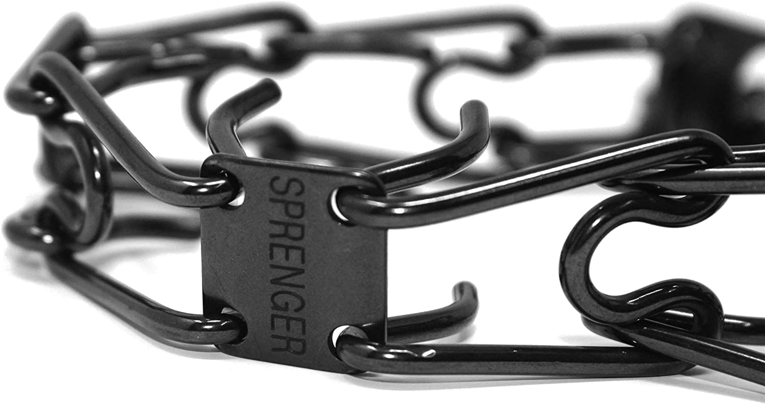 Sizing guide image for Herm Sprenger collar shows neck measurement and fit tips.