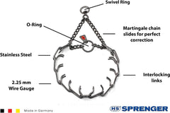 Herm Sprenger small 2.25mm prong collar close-up shows beveled tips