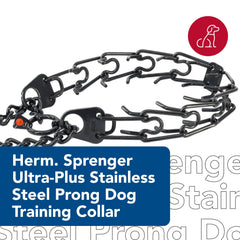 Herm Sprenger Ultra-Plus center plate close-up showing symmetrical prongs for natural contact