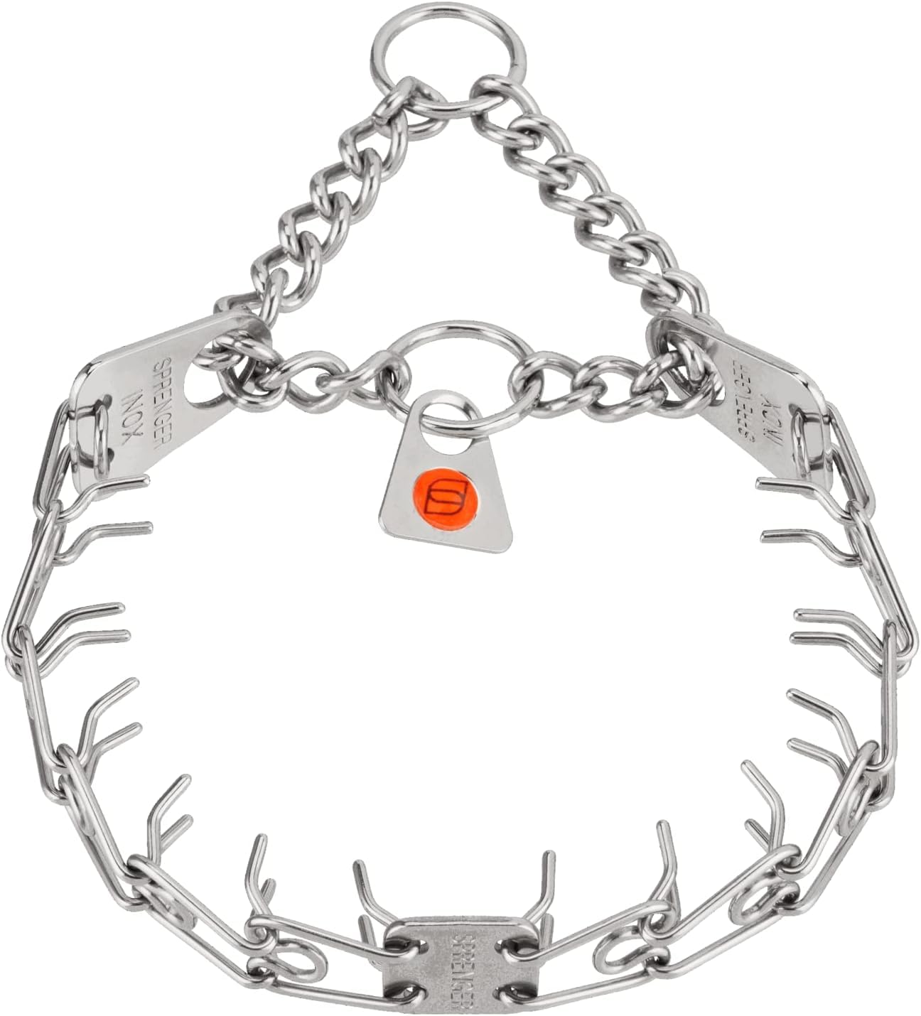 Herm Sprenger Ultra-Plus Micro Prong Collar closeup shows a durable stainless steel finish for tiny dogs.