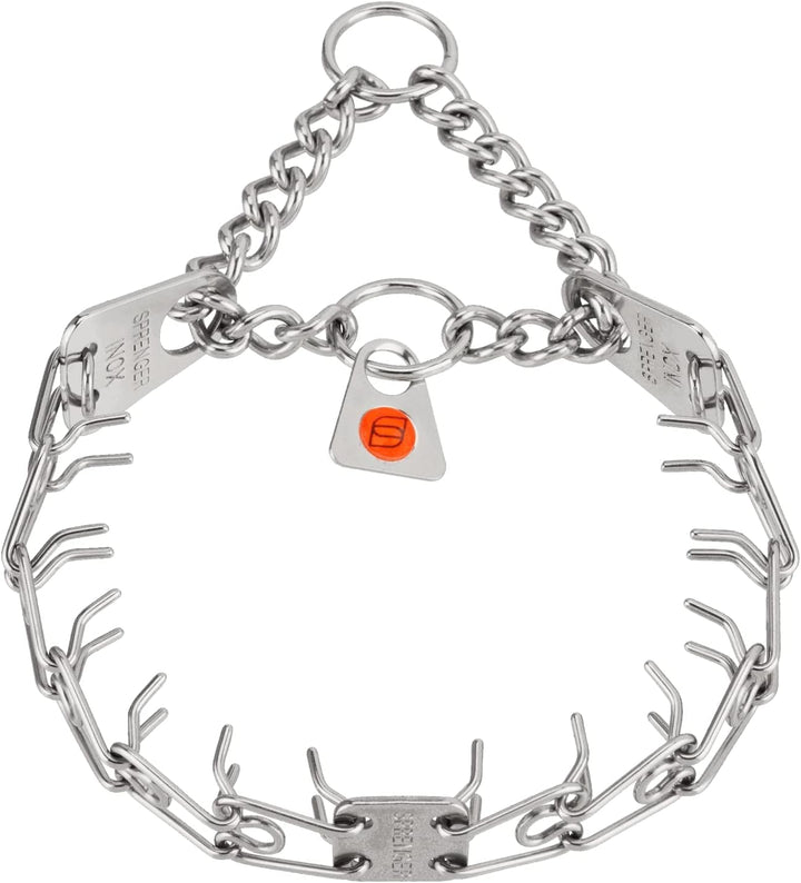 Herm Sprenger Ultra-Plus Micro Prong Collar closeup shows a durable stainless steel finish for tiny dogs.