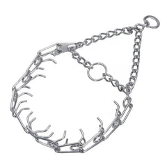 Herm Sprenger Ultra-Plus prong collar on a 21-inch neck for precise control.