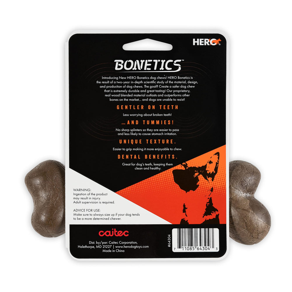 Hero Bonetics femur bone in use, dog chews with joy