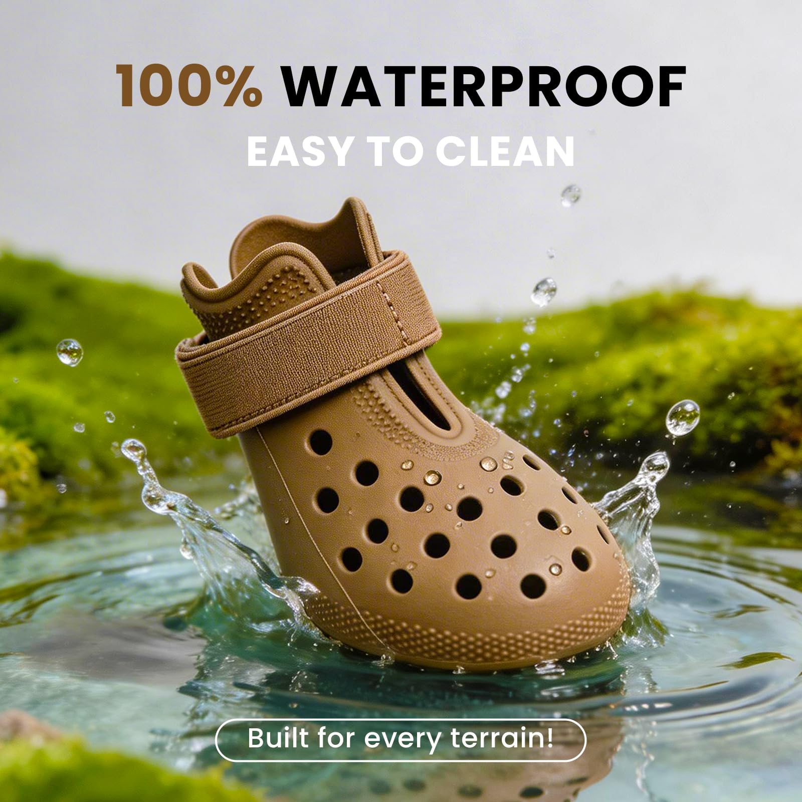 Hertiendo durable rubber protects paws from thorns and rough terrain.