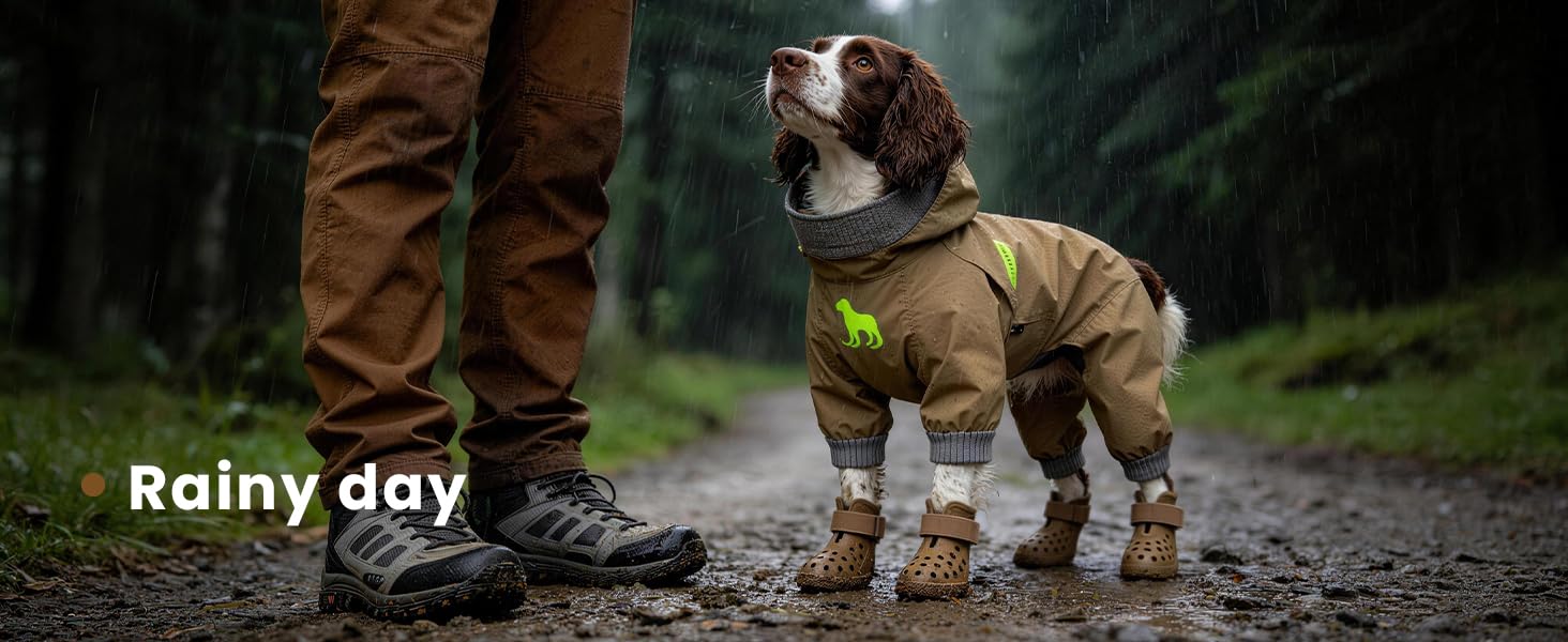 HERTIENDO dog shoes easy-clean rubber surface for quick maintenance after outdoor use.