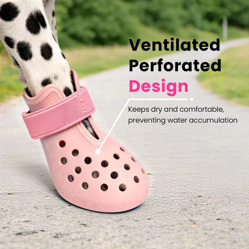 HERTIENDO dog shoes in smooth rubber for quick cleaning after outdoor adventures.
