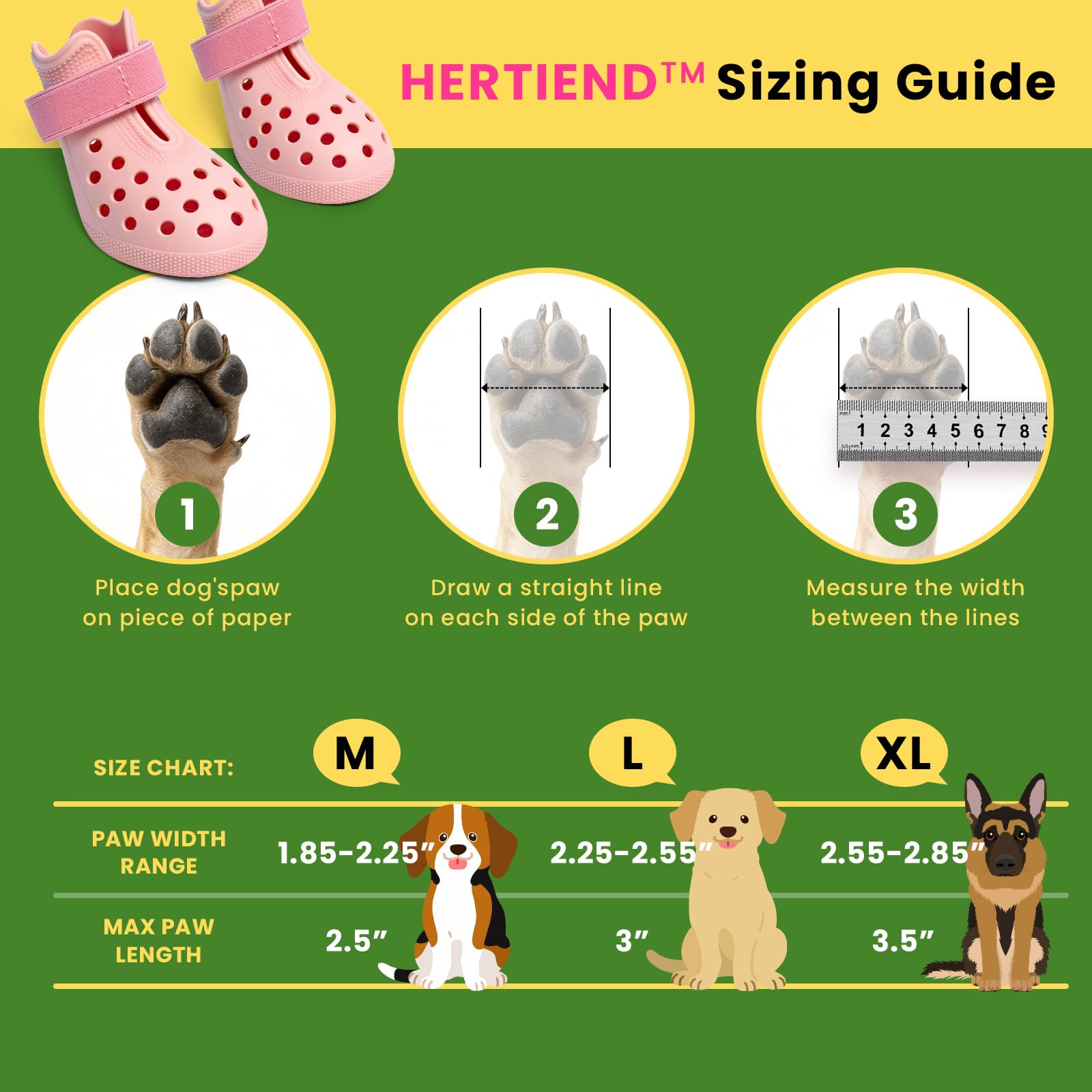 HERTIENDO dog shoes offer a non-slip bottom for stable traction in rain.
