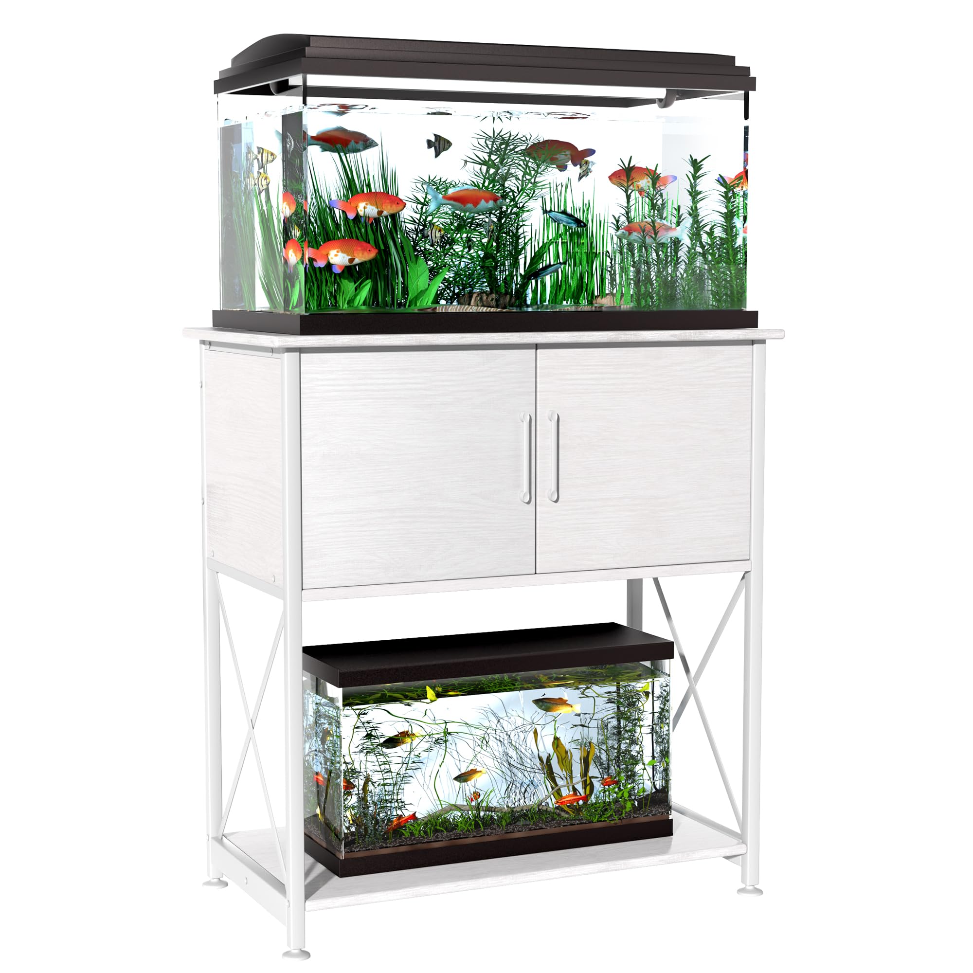 Herture aquarium stand metal frame close-up shows sturdy durability.