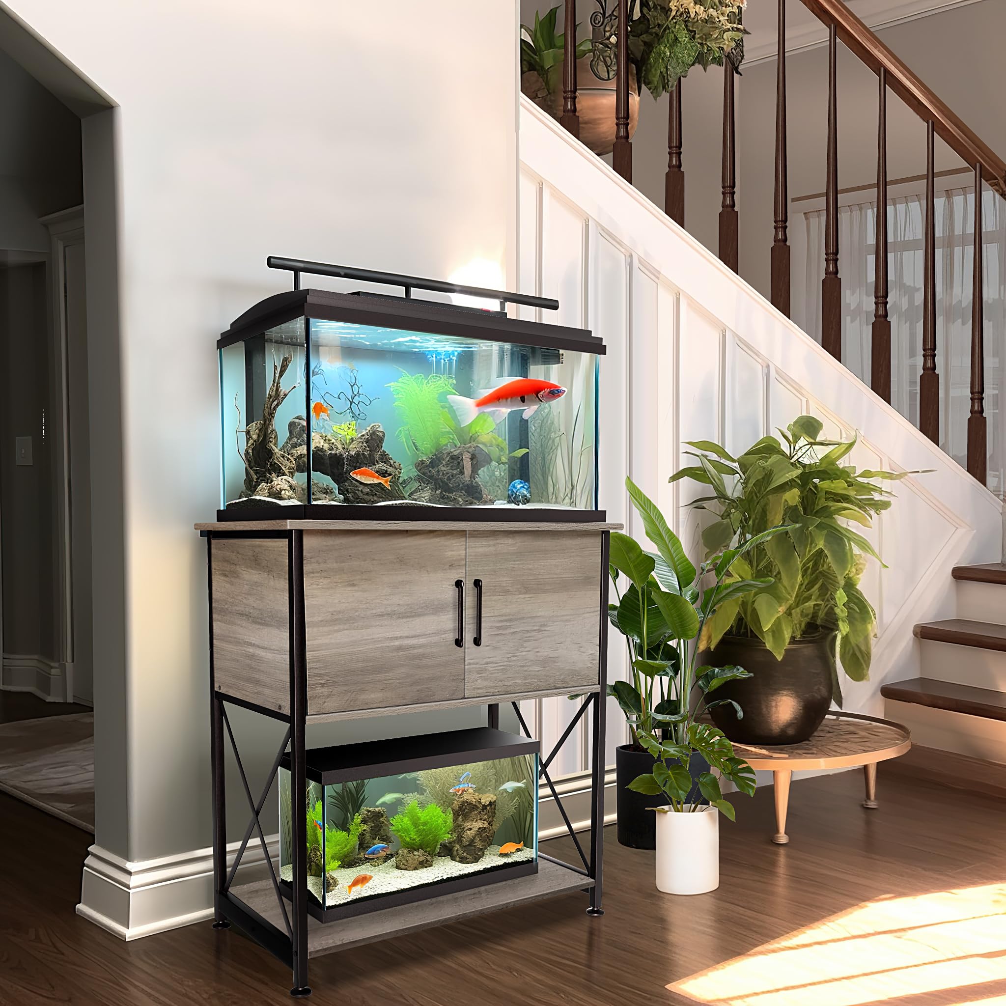 Herture two-level design with top desk and bottom space for extras.