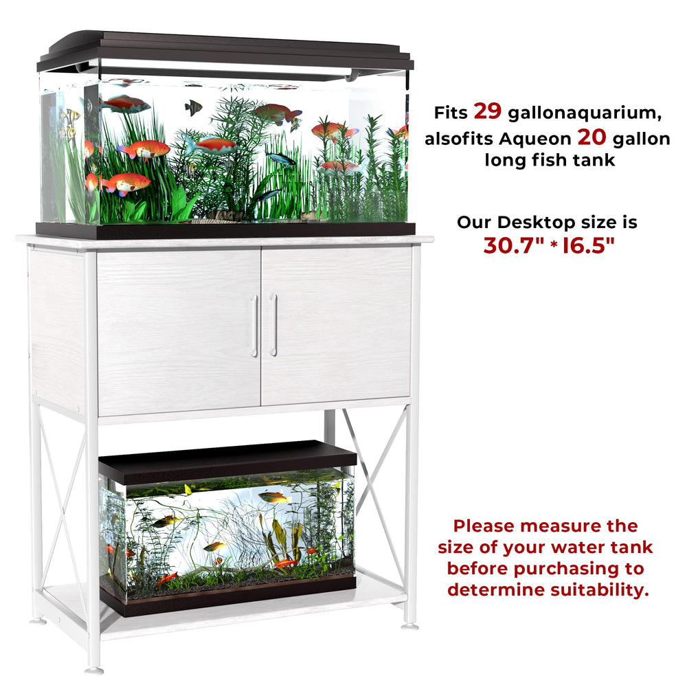 Herture two-level layout highlights versatile placement for tanks and accessories.