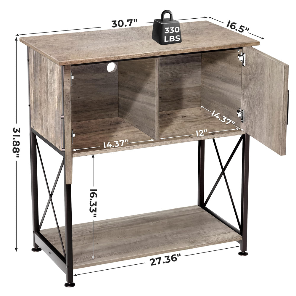 Herture stand supports up to 330 lbs on top surface.