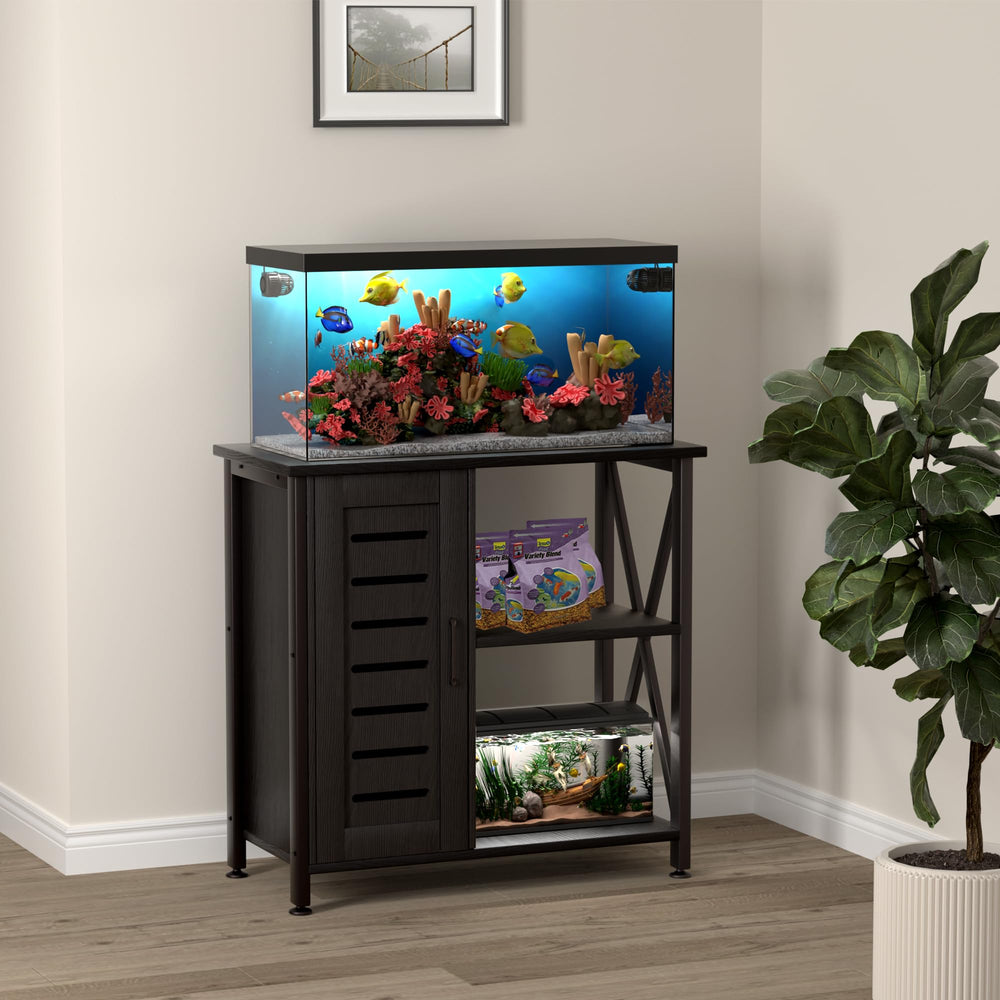 Herture stand black design complements home decor with modern styling