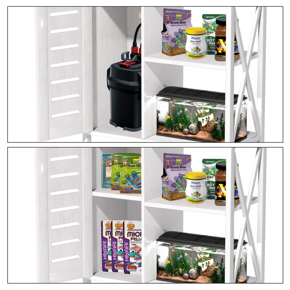 Herture stand cabinets provide neat storage for tools and media