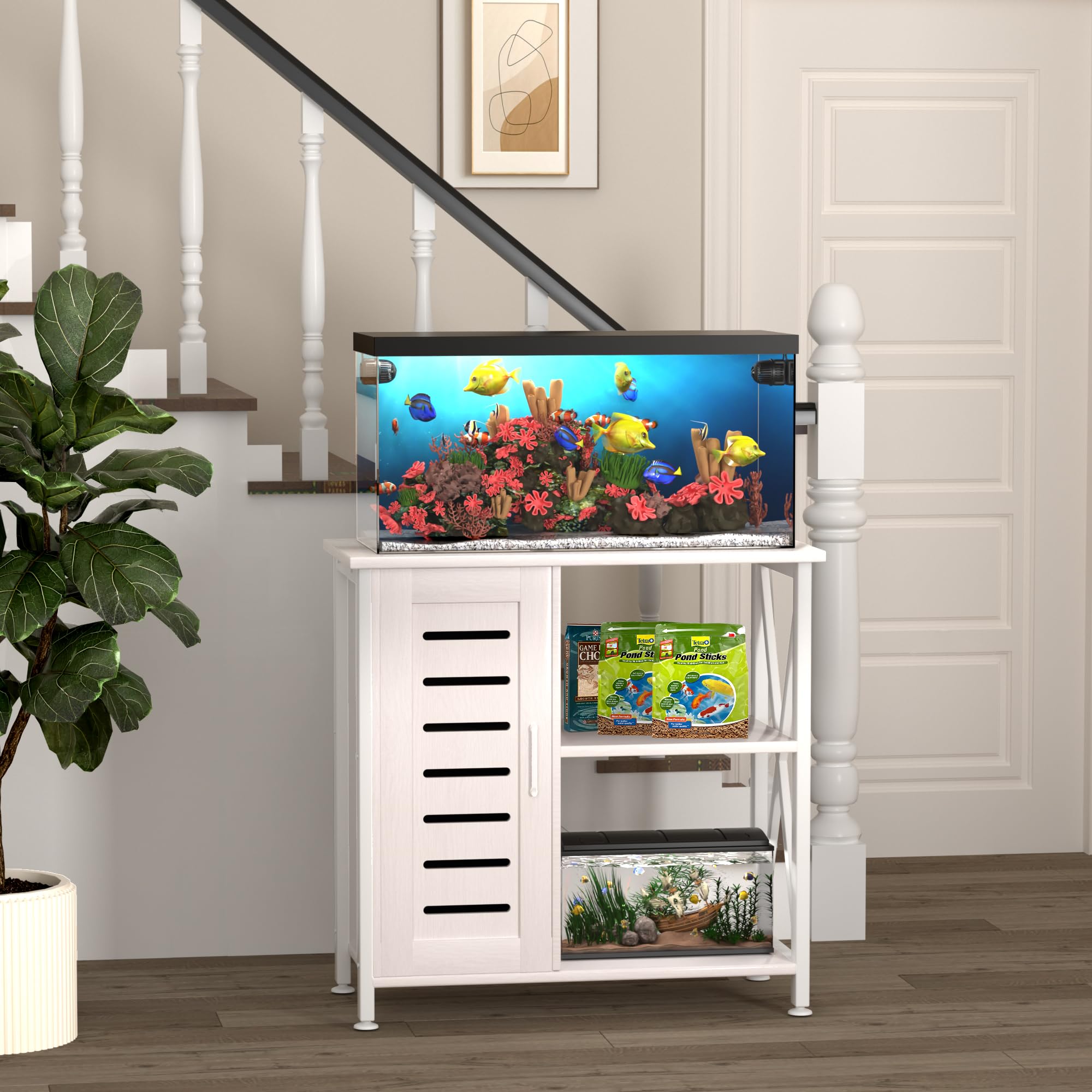Herture stand durable steel frame ensures stable aquarium setup