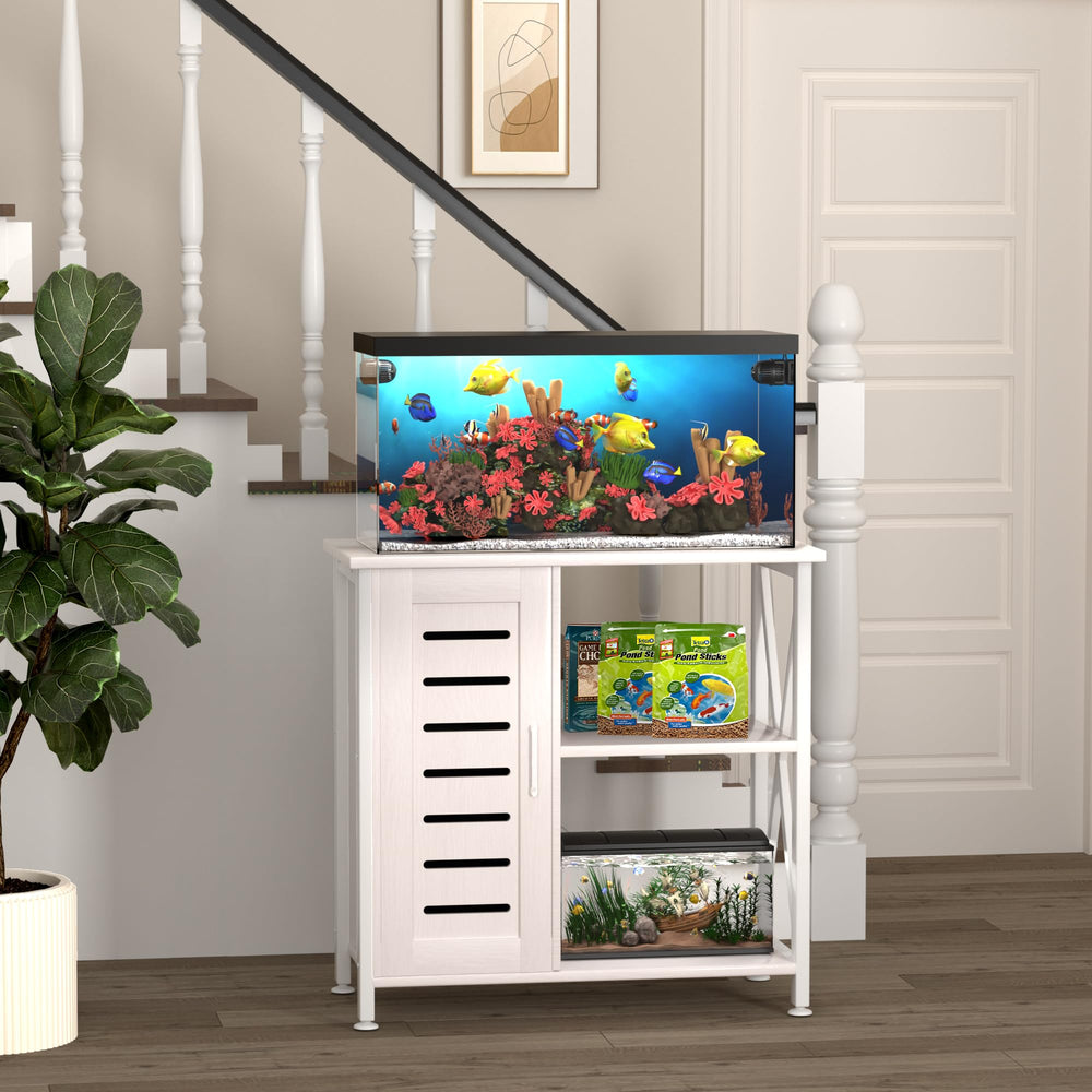 Herture stand durable steel frame ensures stable aquarium setup