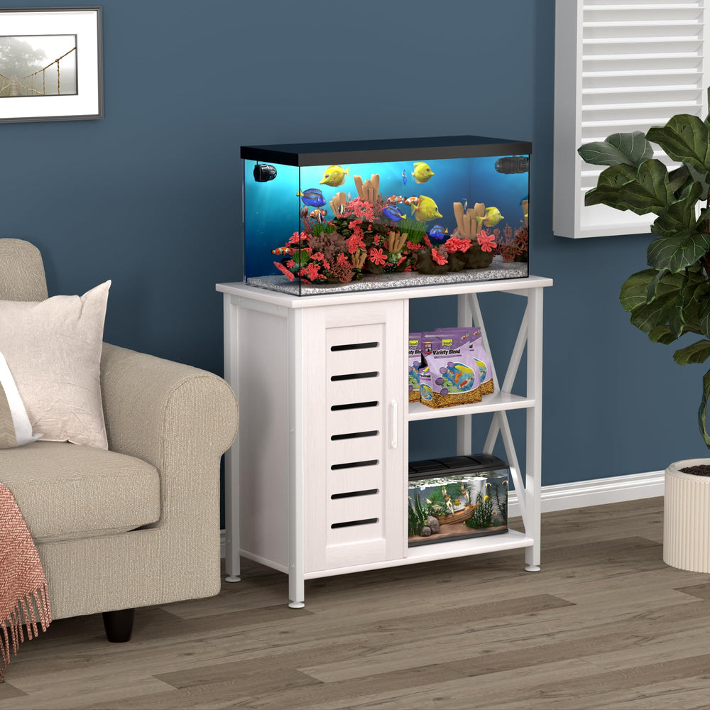 Herture stand side compartments keep essential supplies organized