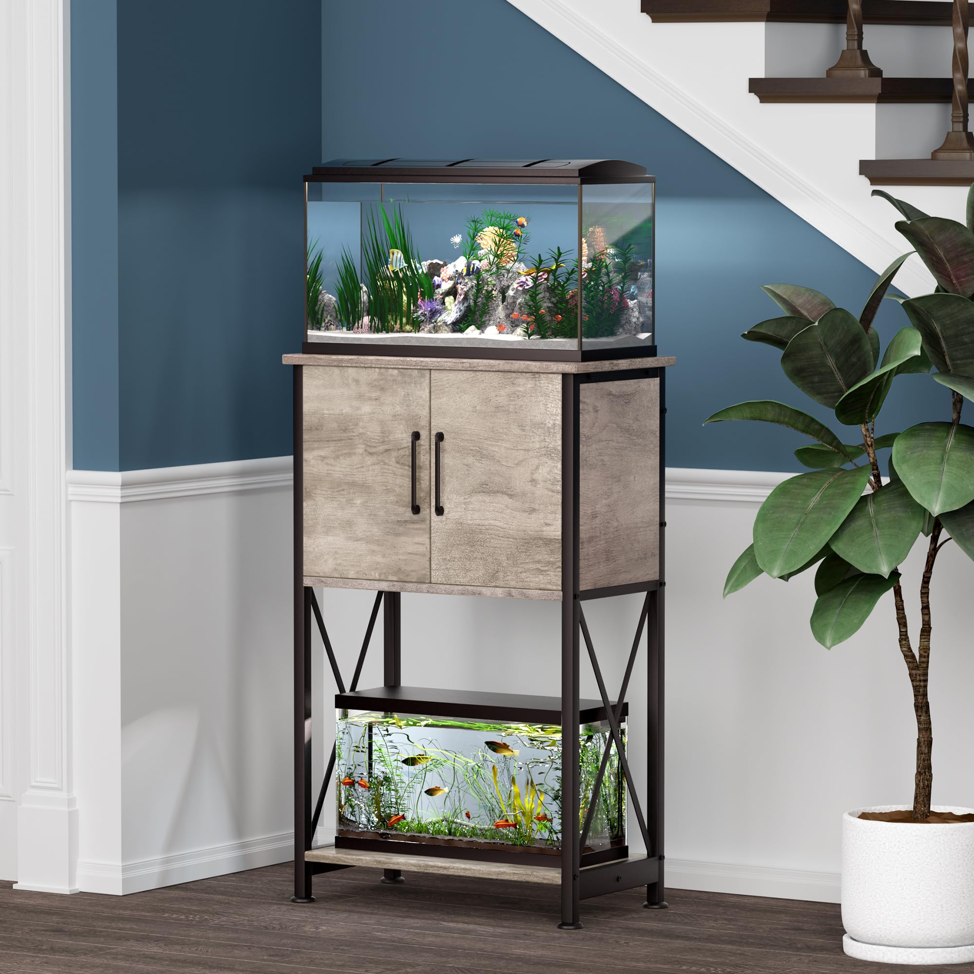 Herture stand storage area demonstrates easy access for supplies