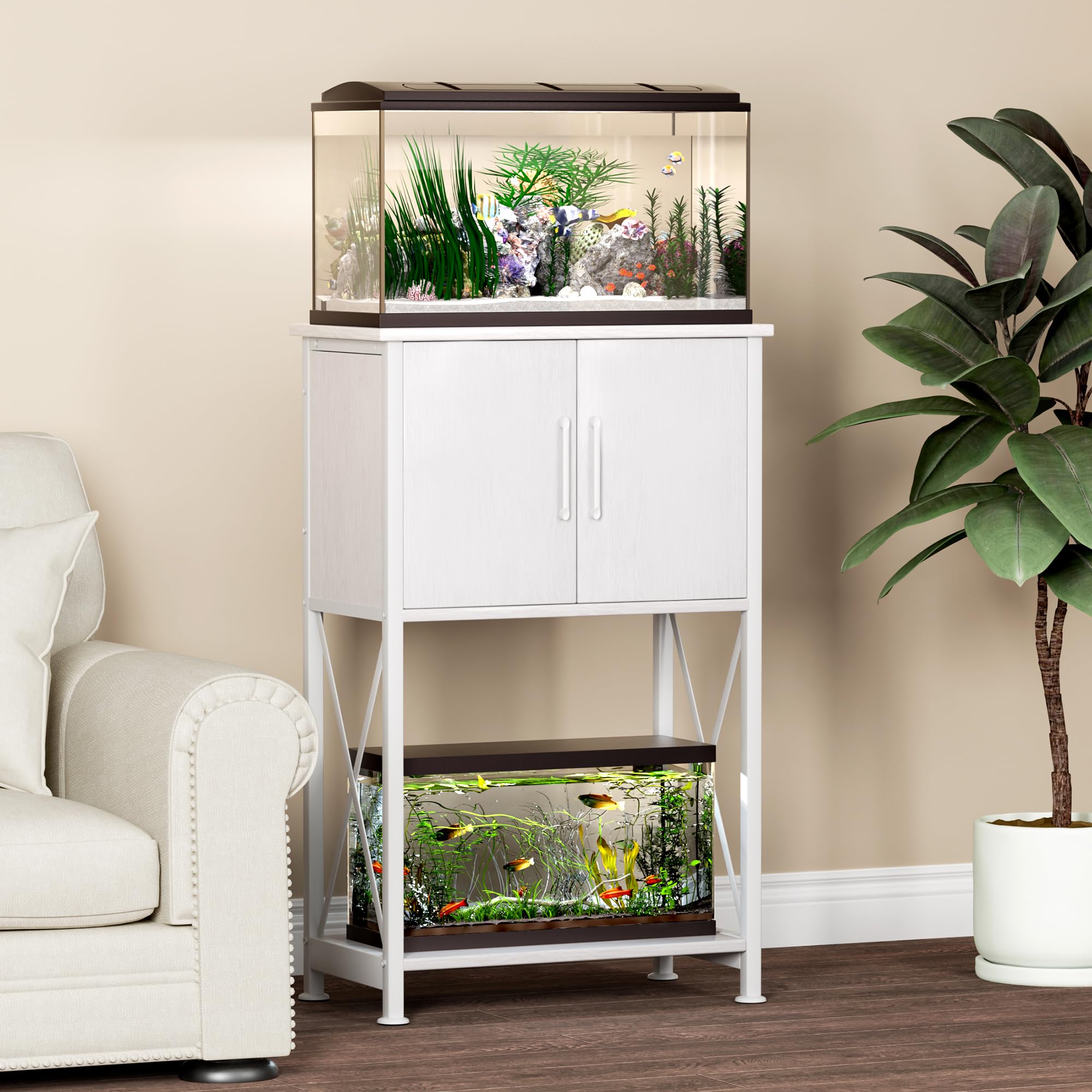 Herture stand cabinet stores fish gear neatly for quick access.