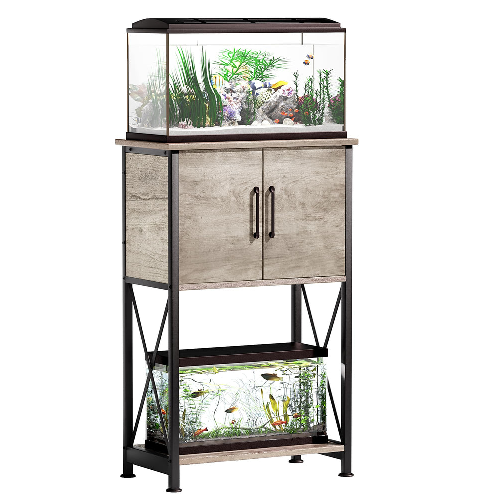 Herture fish tank stand top view with sturdy steel frame supporting up to 500 lbs