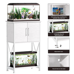 Herture two-tier design saves floor space and displays tanks.