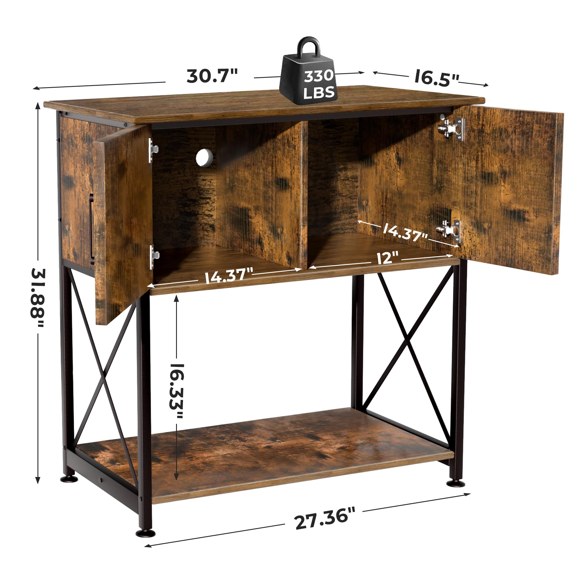 Dimensions of the Herture stand: 30.7 by 16.5 inches to fit standard tanks.