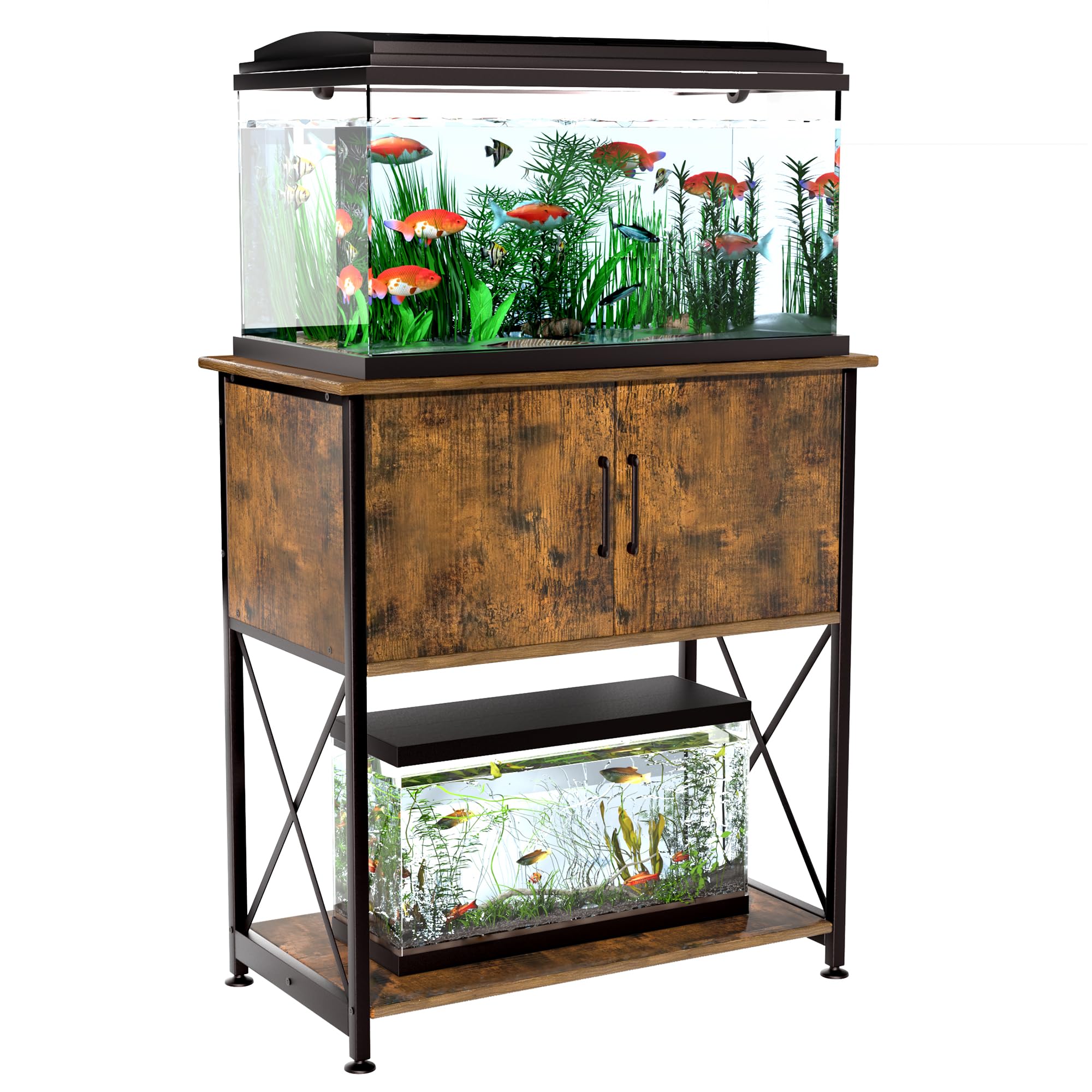 Herture front view of the stand shows a sturdy desktop for 20-29 gallon tanks.