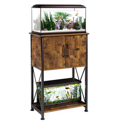 Herture stand top view in rustic brown-black finish for a compact aquarium