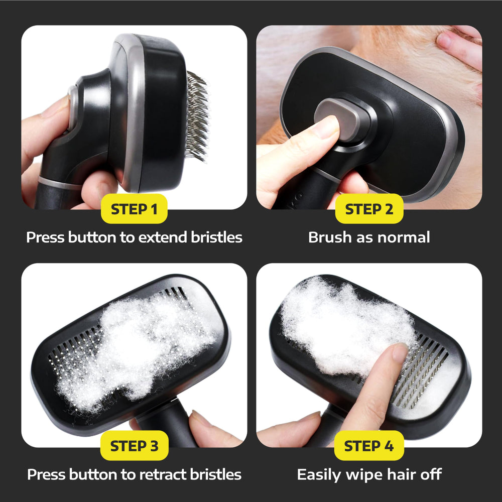 Hertzko brush with matting and detangling demonstration on a pet.
