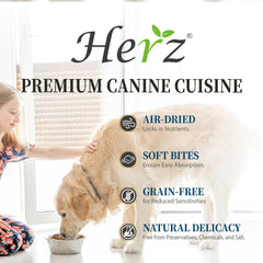 Herz all-natural ingredients emphasize beef and vegetables for wholesome nutrition.