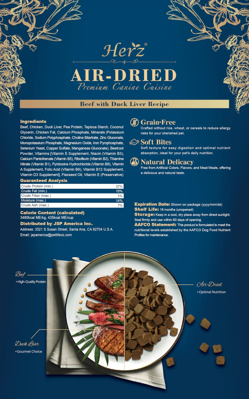 Herz food texture close-up reveals soft, chewy pieces ideal for gentle chewing.
