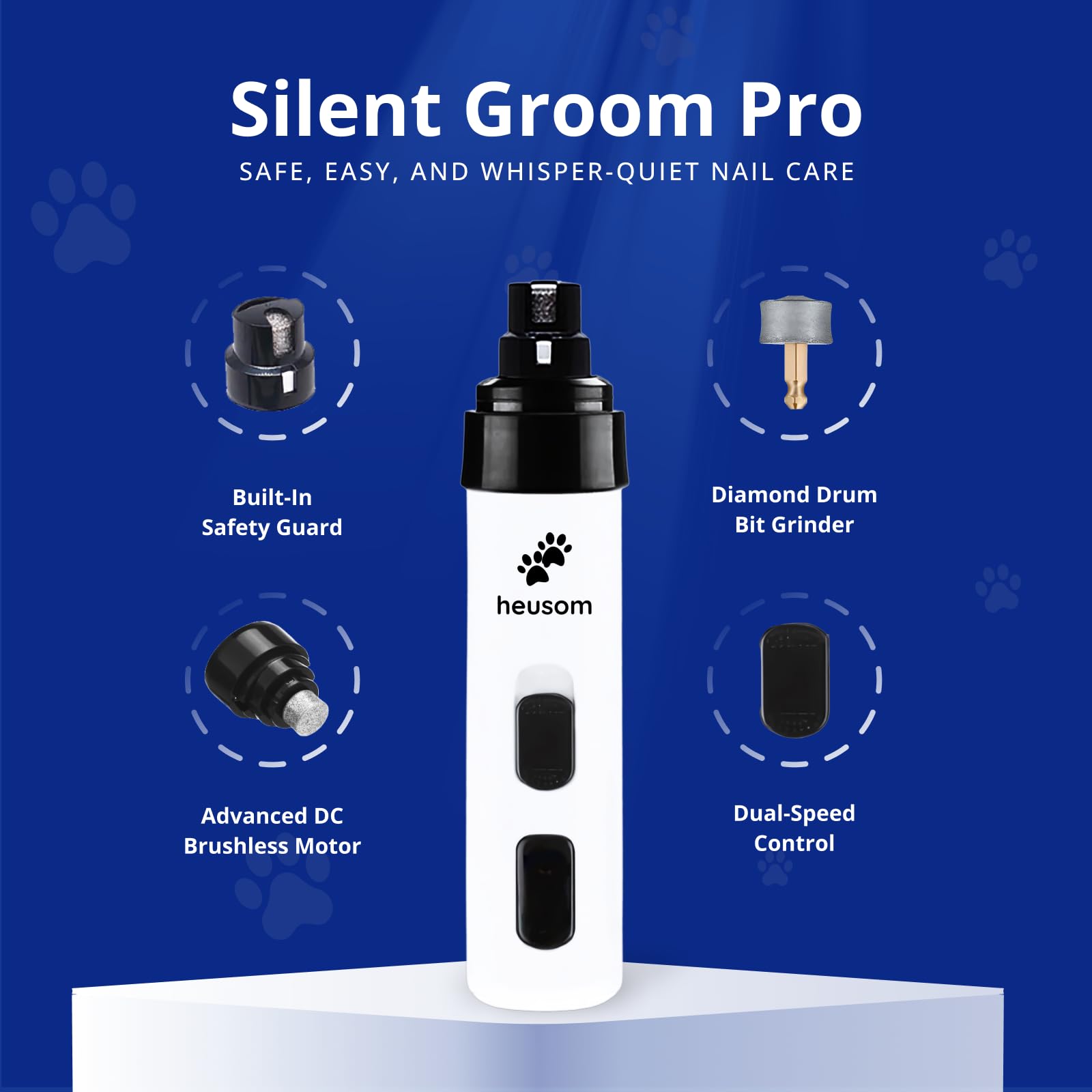 Heusom Silent Groom Pro diamond wheel close-up for durability.