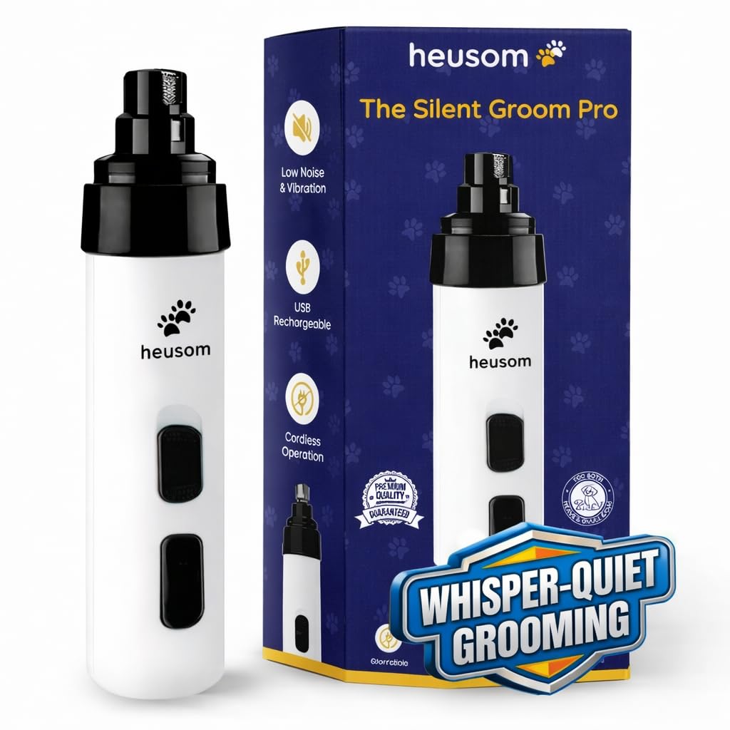 Heusom Silent Groom Pro front view for stress-free pet nail care.