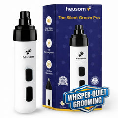 Heusom Silent Groom Pro front view for stress-free pet nail care.
