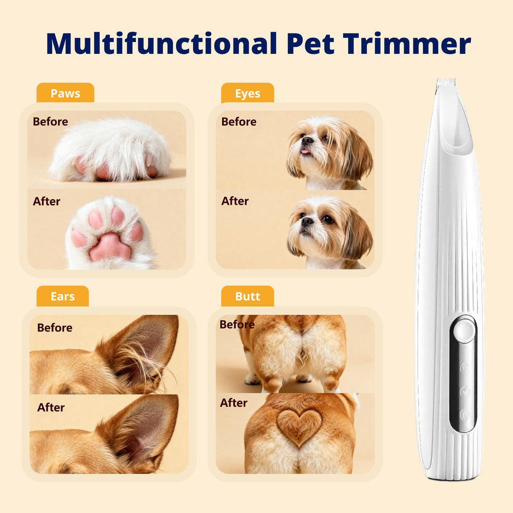 Heusom Silent Paw Trimmer grooming kit contents include oil and brush.