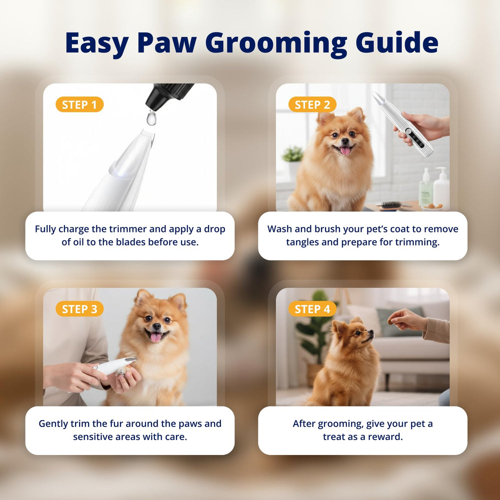 Heusom Silent Paw Trimmer performing paw trim during a calm session.