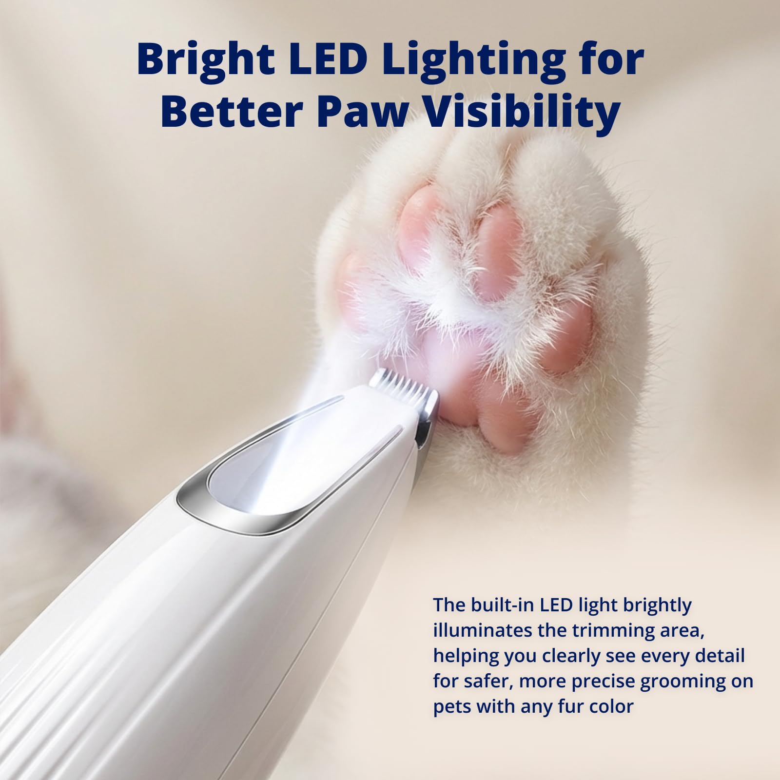 Heusom Silent Paw Trimmer in action with cats and dogs at home.