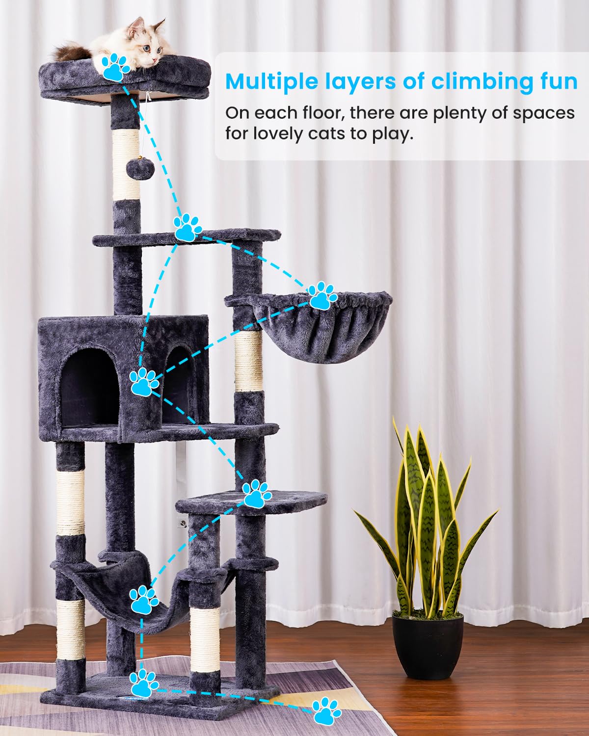 Hey-brother anti-tip kit keeps the tower secure during playful sessions.