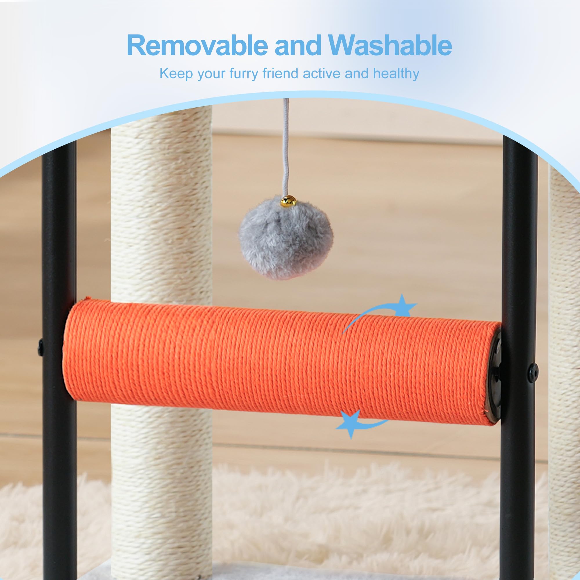 Sturdy four-column support keeps the tower steady during busy play