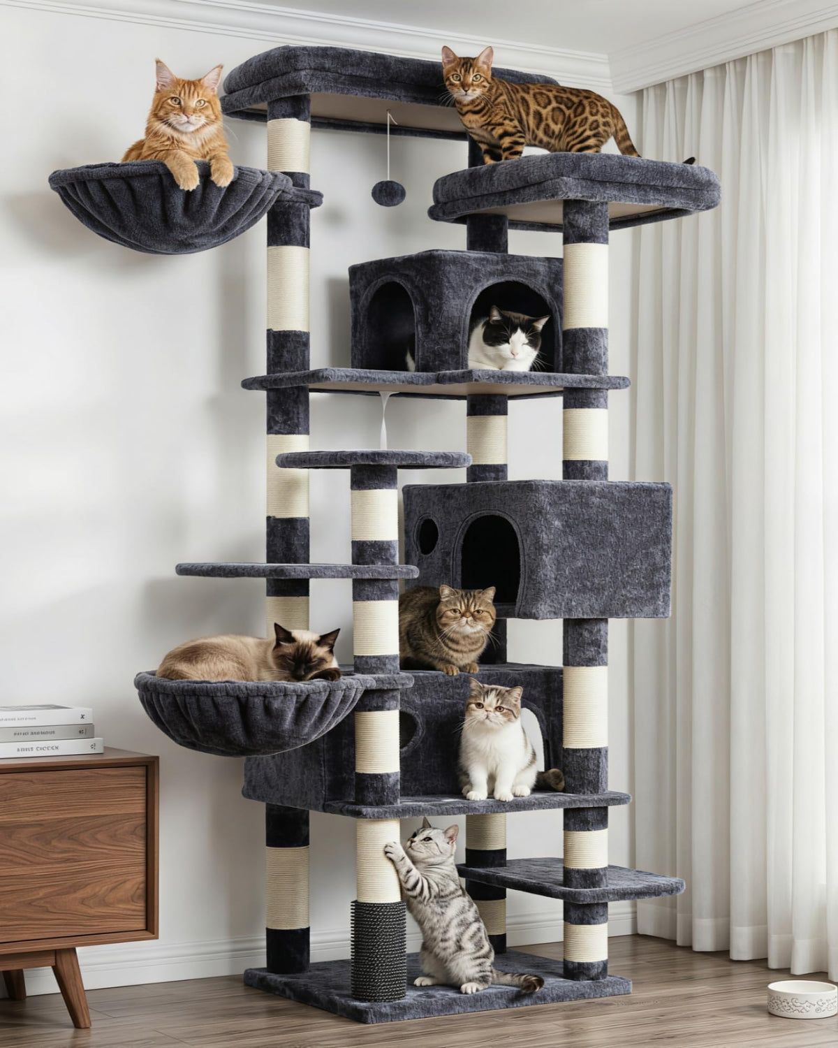 Hey-brother Cat Tree base stability offers solid support for energetic cats.