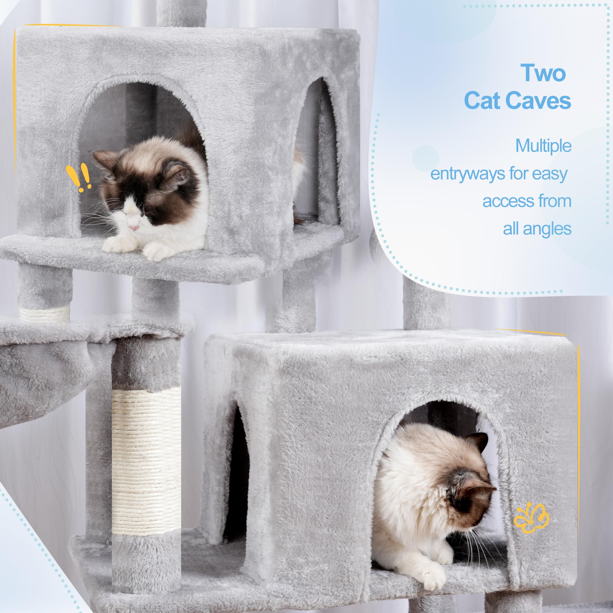 Hey-brother cat tree basket hammocks two provide snug, cloud-like rest.