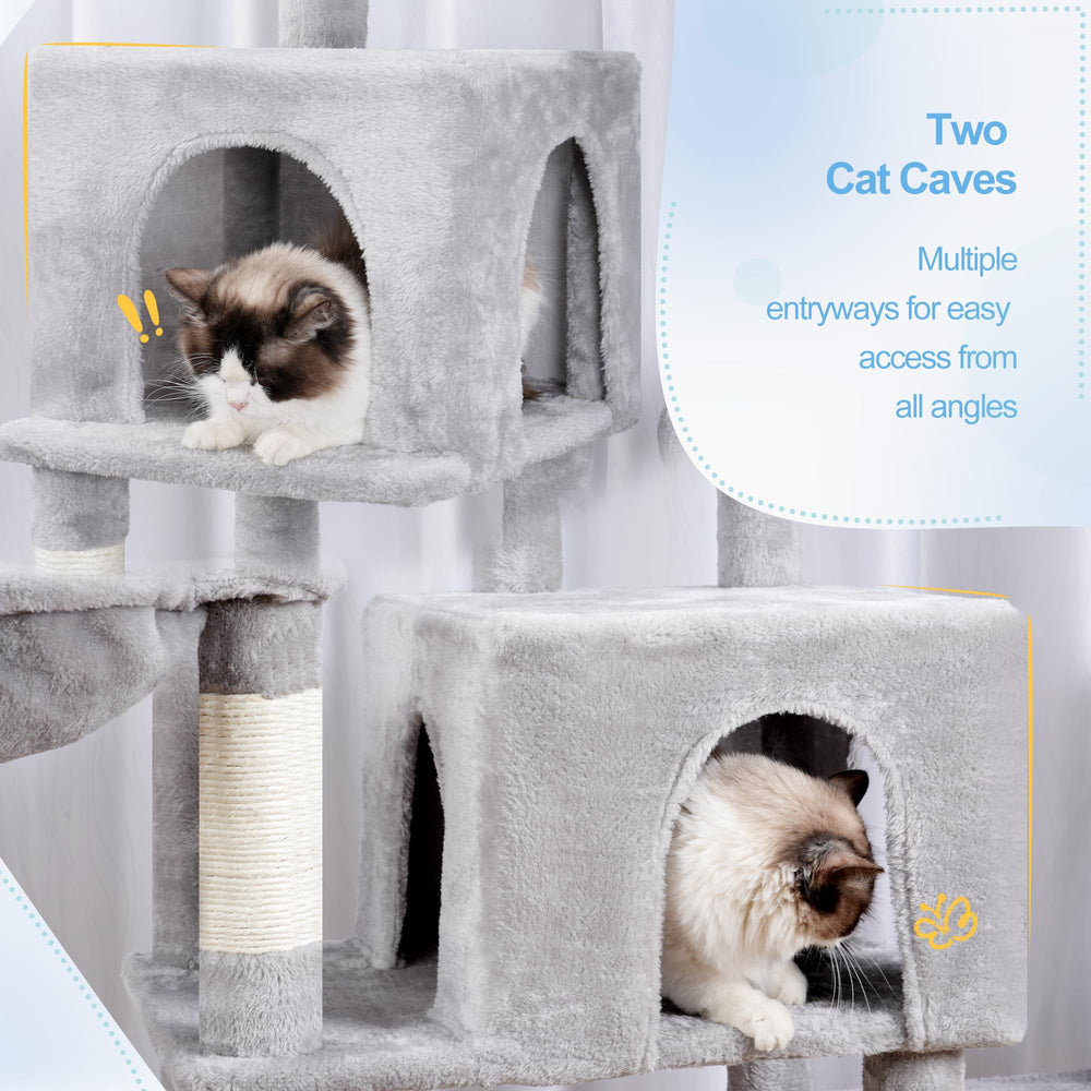 Hey-brother cat tree basket hammocks two provide snug, cloud-like rest.
